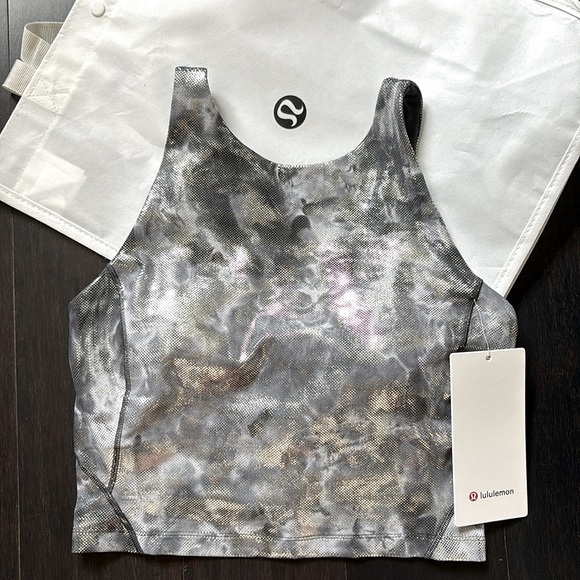 lululemon athletica Tops - LULULEMON ALIGN HN TANK SHINE DIAMOND DYE STARLIGHT GRAPHITE GRAY FOIL SZ 10 NWT